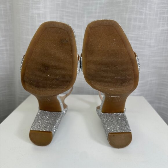 INC Silver Crystal Rhinestone Block Heel Two-Piece Sandals 9 - Picture 14 of 14